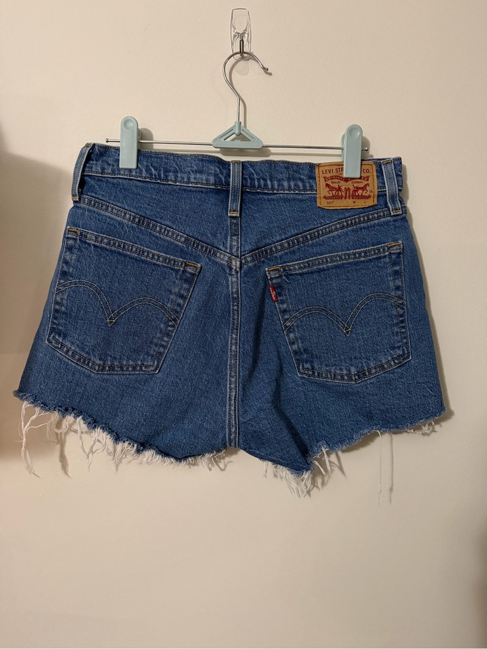 Levi's 501 Red Tab Dark Blue Denim Cutoff Shorts - Women's